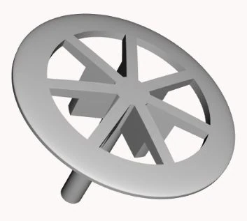 3D-Modell eines Rads mit Speichen und Achse